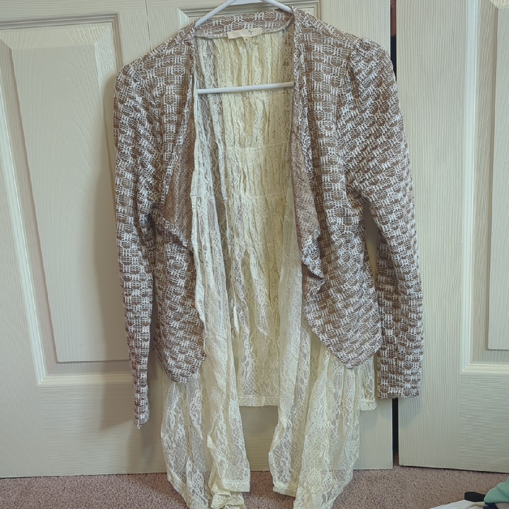 Ryu Brown and Cream Cardigan Sweater